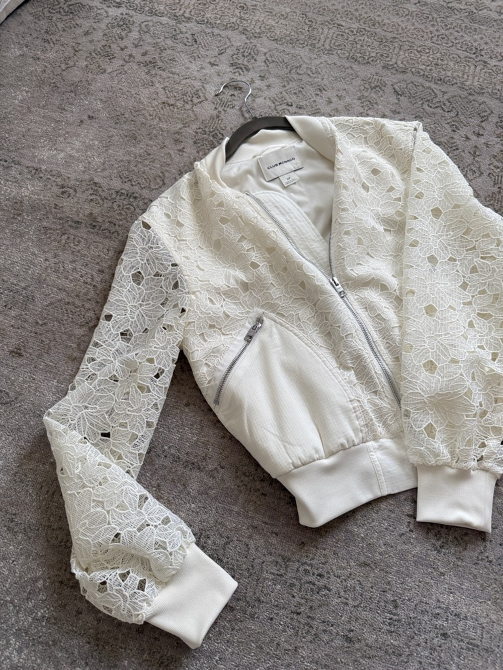 Club Monaco Ivory Lace Bomber Jacket - Picture 2 of 3